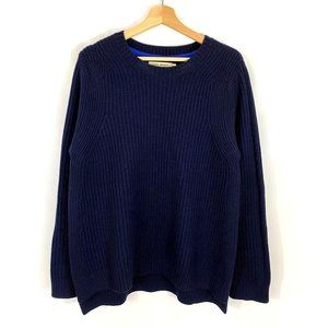 Tory Burch Navy Blue Pullover Sweater Chunky Heavy Wool Ribbed Size M